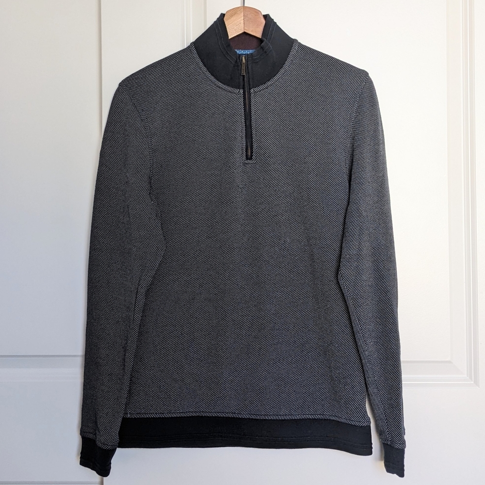 Ted Baker Quarter Zip Pullover Sweater Men 3 M Birdseye Knit Office Work Preppy
